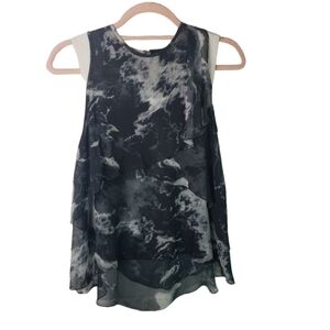 Wai Ming black white smoke silk blouse